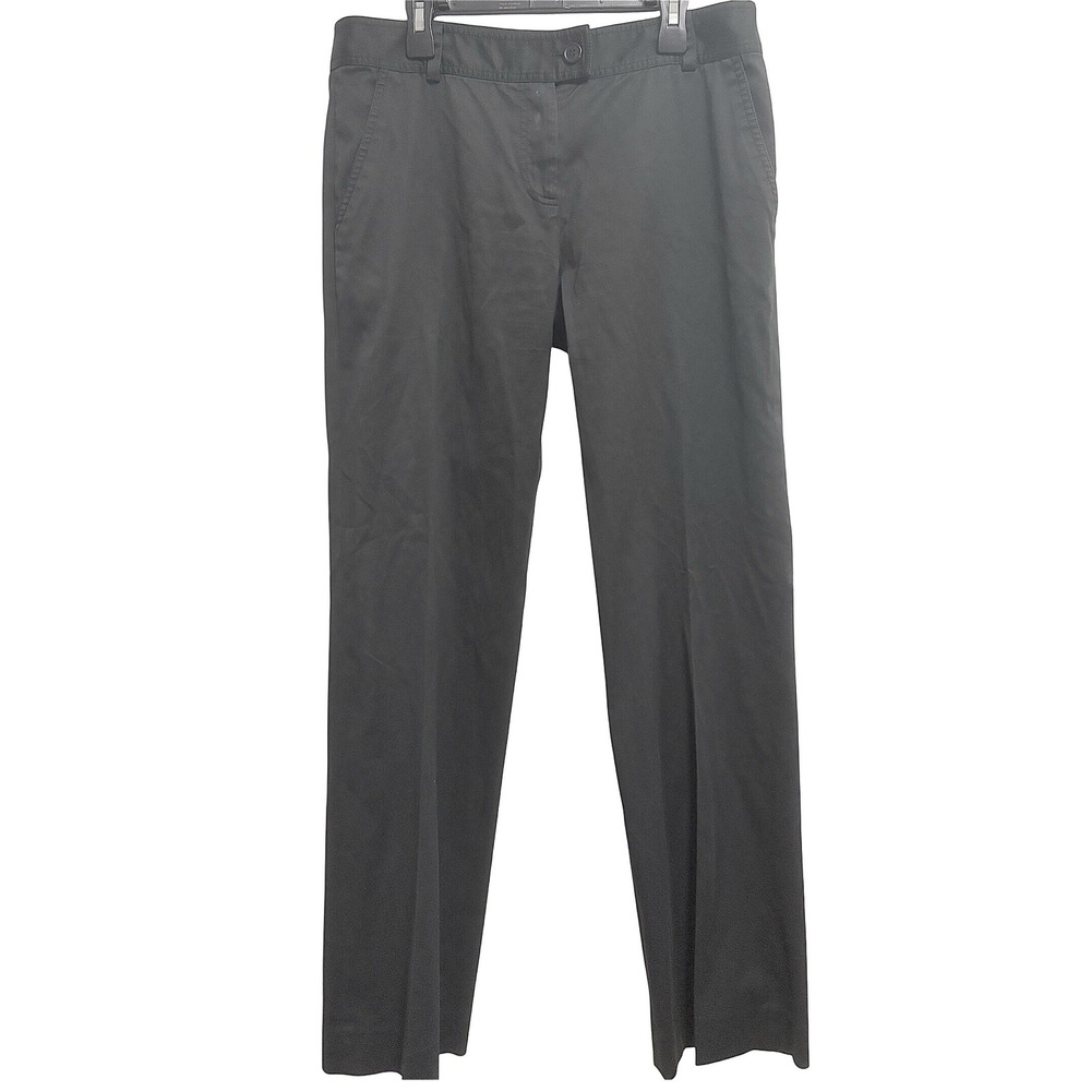 Silk Culture Black Silk Cotton Blend Straight Leg Trousers Office Size 6